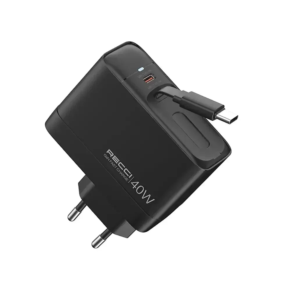 Recci Wall Charger 40W Stretchable Cable Rc102E - Three
