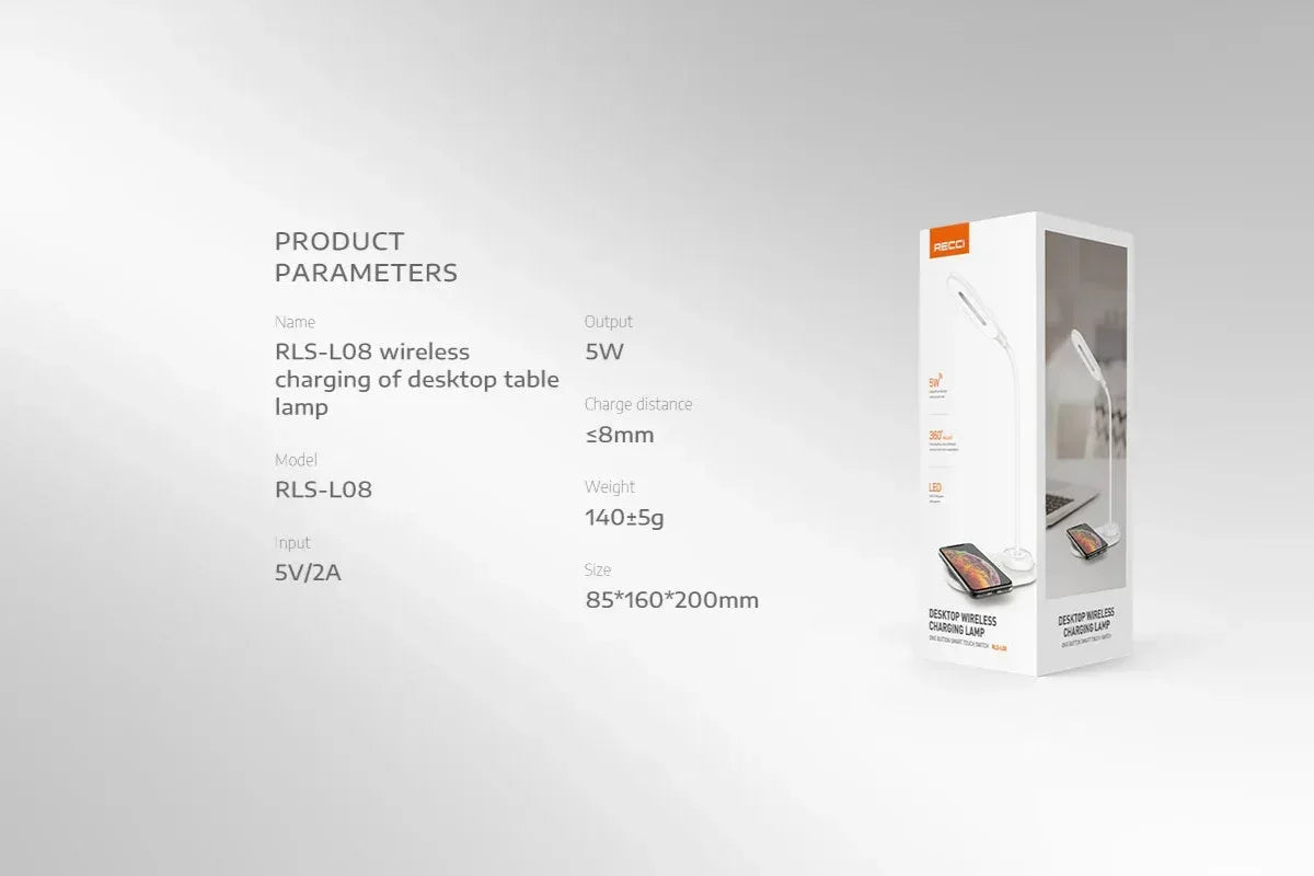 Recci Wireless Charging Desktop Lamp RLS-L08 - Three