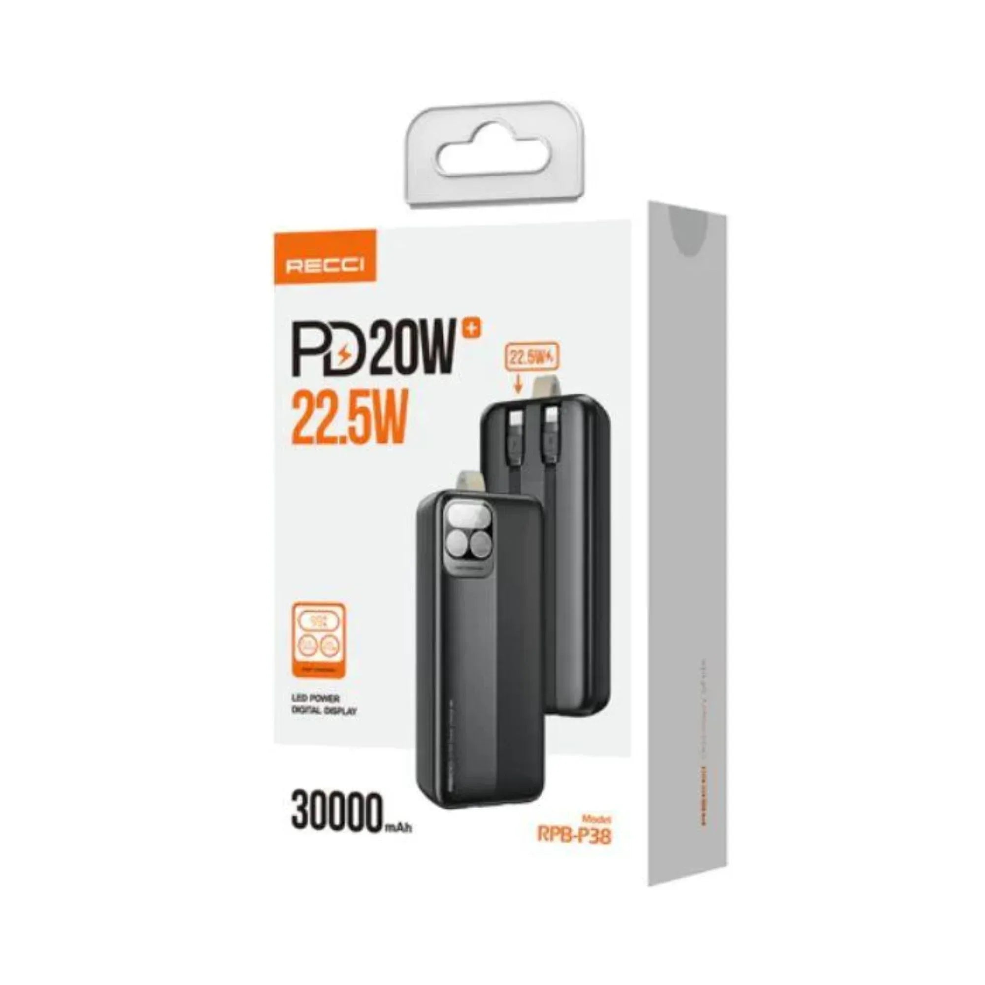 Recci PD 20W + 22.5W 30000mAh Power Bank RPB-P38 - Three