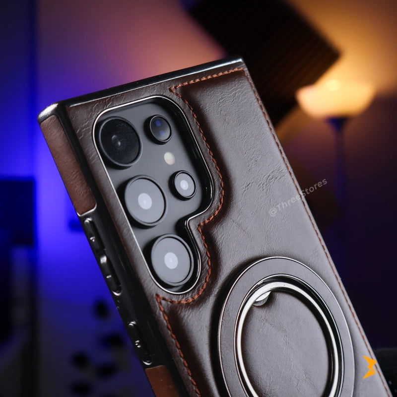 Rimbmax Leather Stand Magsafe Case Samsung S24 Ultra