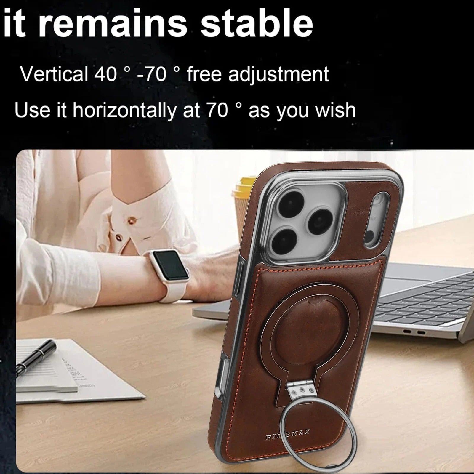 Rimbmax Leather Stand Magsafe Case iPhone 17 Pro Max