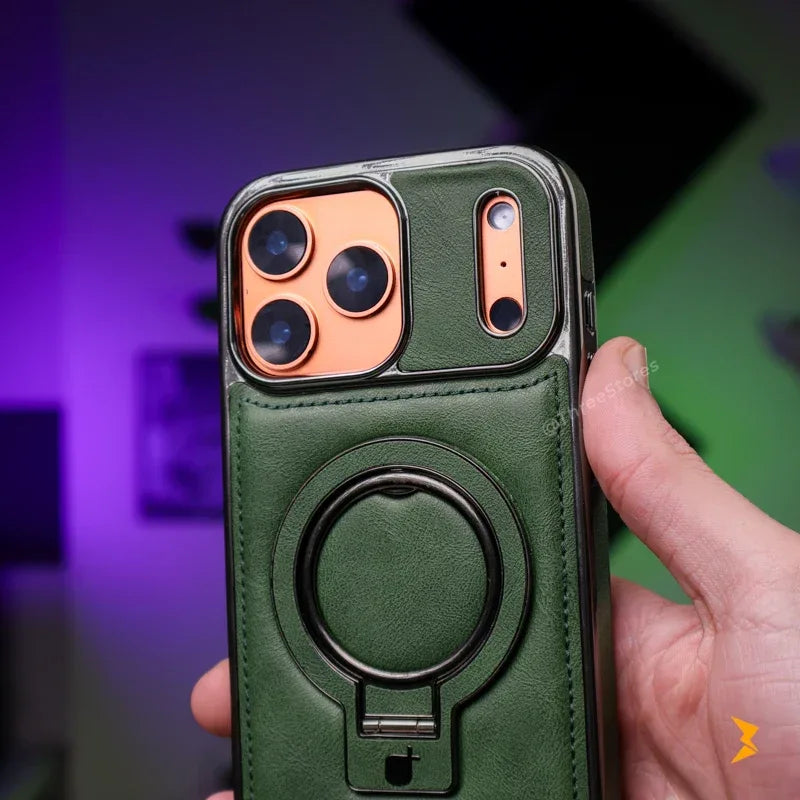 Rimbmax Leather Stand Magsafe Case iPhone 17 Pro Max - Three