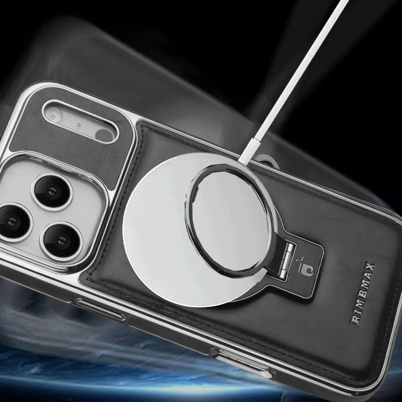 Rimbmax Leather Stand Magsafe Case iPhone 17 Pro Max - Three