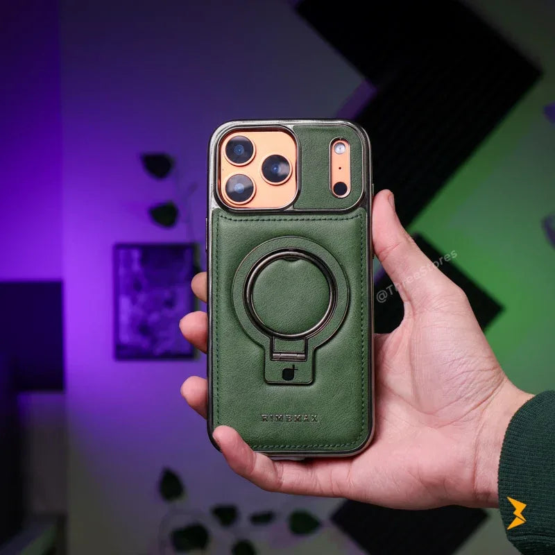 Rimbmax Leather Stand Magsafe Case iPhone 17 Pro Max - Three