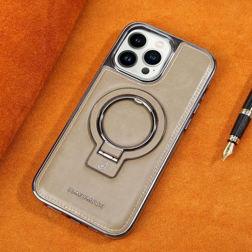 Rimbmax Leather Stand Magsafe Case iPhone 16 Pro Max - Three