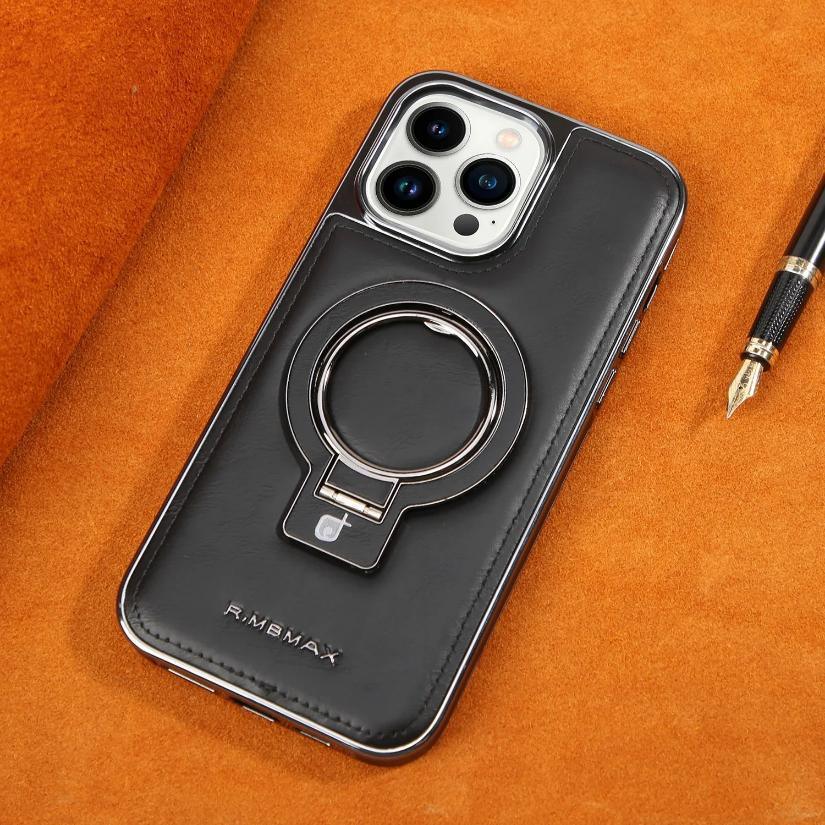 Rimbmax Leather Stand Magsafe Case iPhone 16 Pro Max - Three