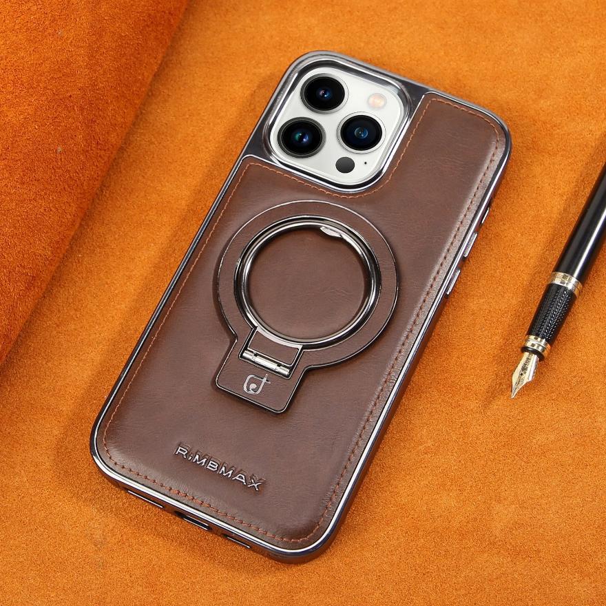 Rimbmax Leather Stand Magsafe Case iPhone 15 Pro Max