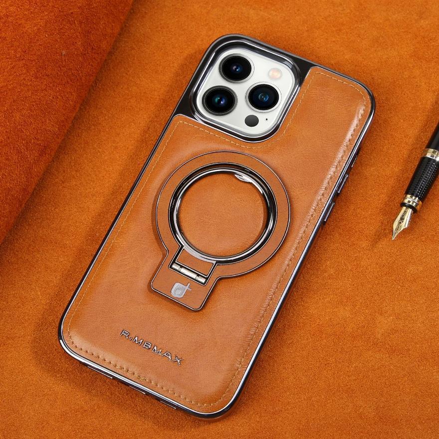 Rimbmax Leather Stand Magsafe Case iPhone 15 Pro Max