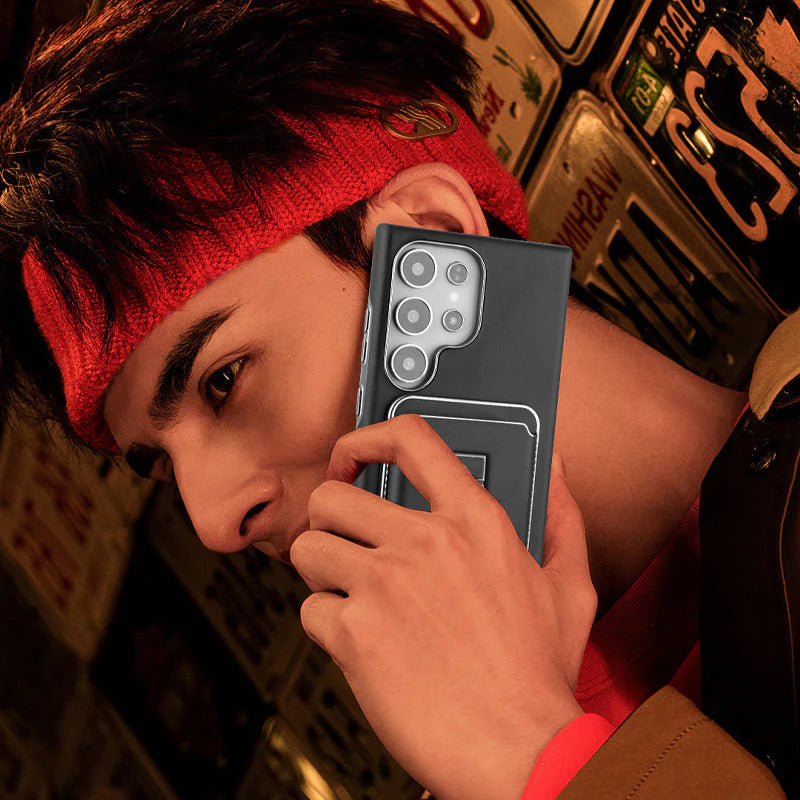 Rimbmax Magnetic Card Holder Leather Case Samsung S24 Ultra