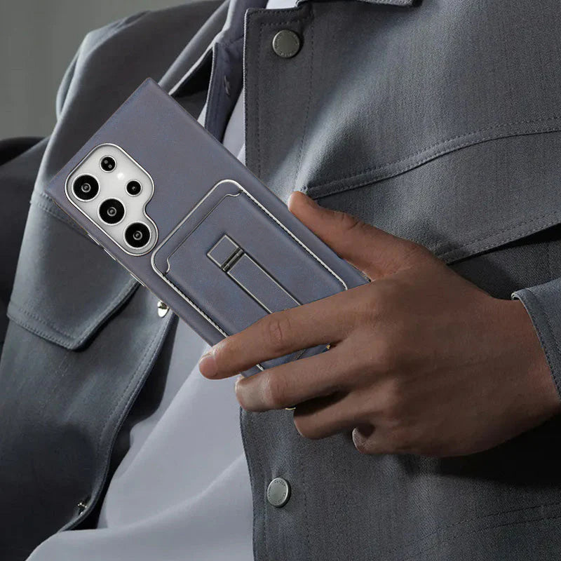 Rimbmax Magnetic Card Holder Leather Case Samsung S24 Ultra