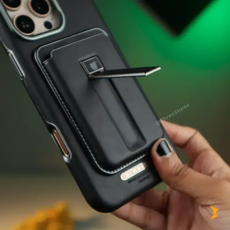 Rimbmax Magnetic Card Holder Leather Case iPhone 16 Pro Max - Three