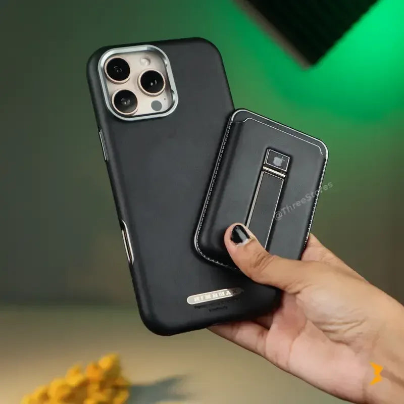 Rimbmax Magnetic Card Holder Leather Case iPhone 16 Pro Max - Three
