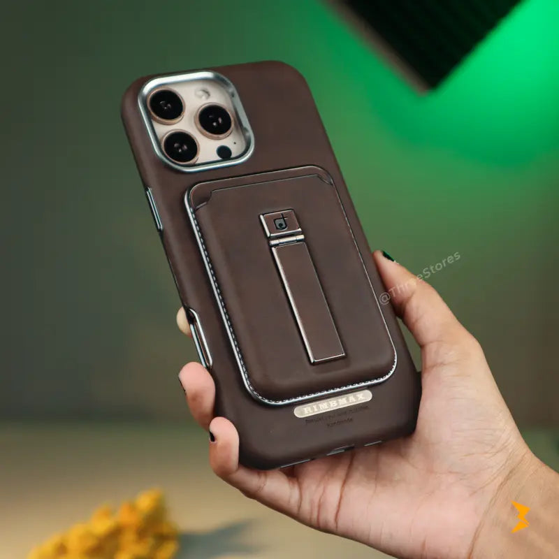 Rimbmax Magnetic Card Holder Leather Case iPhone 16 Pro Max