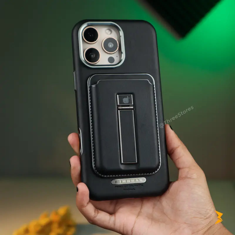 Rimbmax Magnetic Card Holder Leather Case iPhone 16 Pro Max