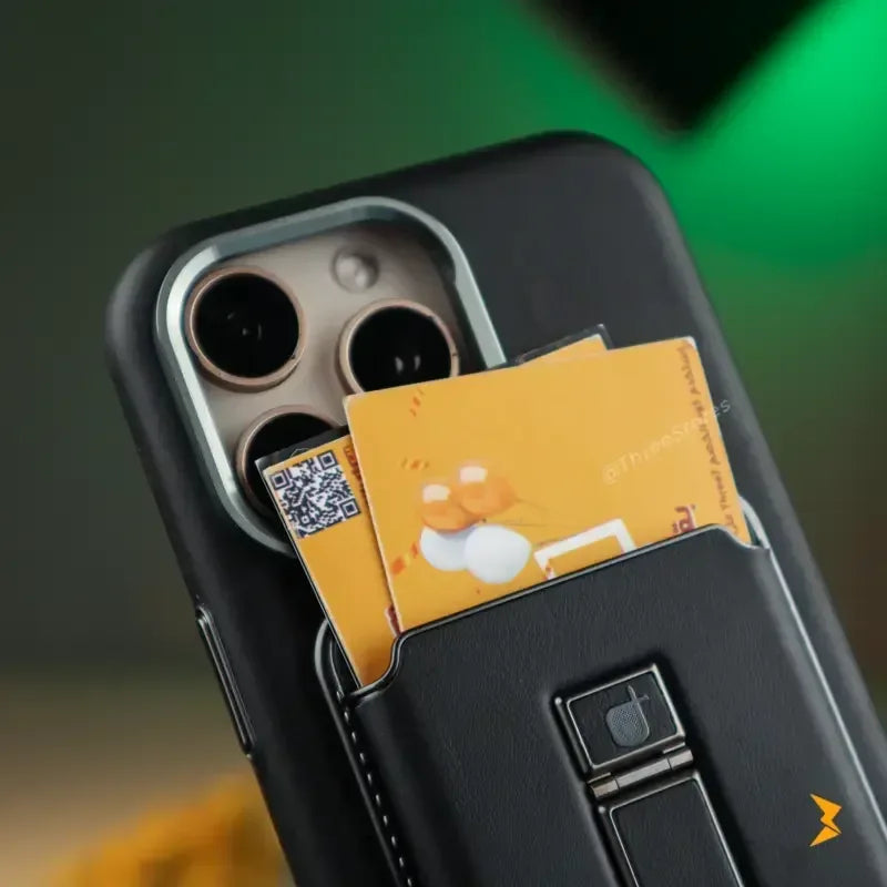 Rimbmax Magnetic Card Holder Leather Case iPhone 16 Pro Max - Three