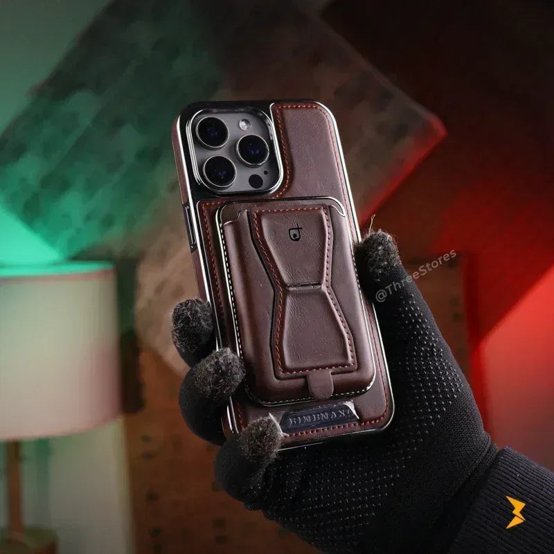 Rimbmax Vogue Magnetic Card Holder Leather Case iPhone 16 Pro Max - Three