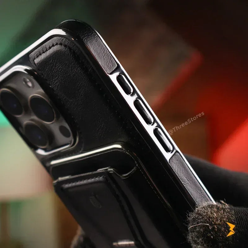 Rimbmax Vogue Magnetic Card Holder Leather Case iPhone 16 Pro Max - Three