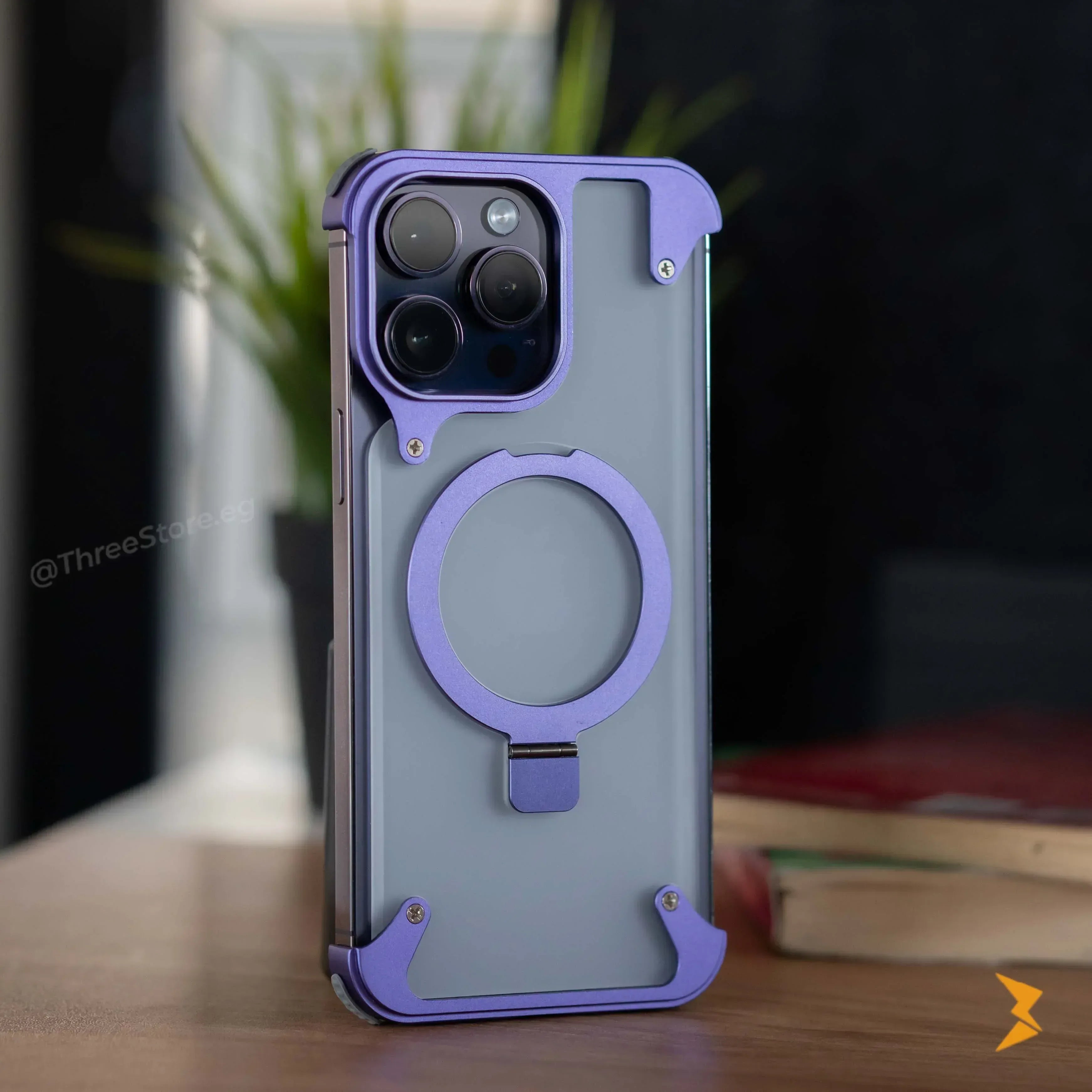 Rimless Metal Magnetic Stand Case iPhone 13 Pro Max - Three