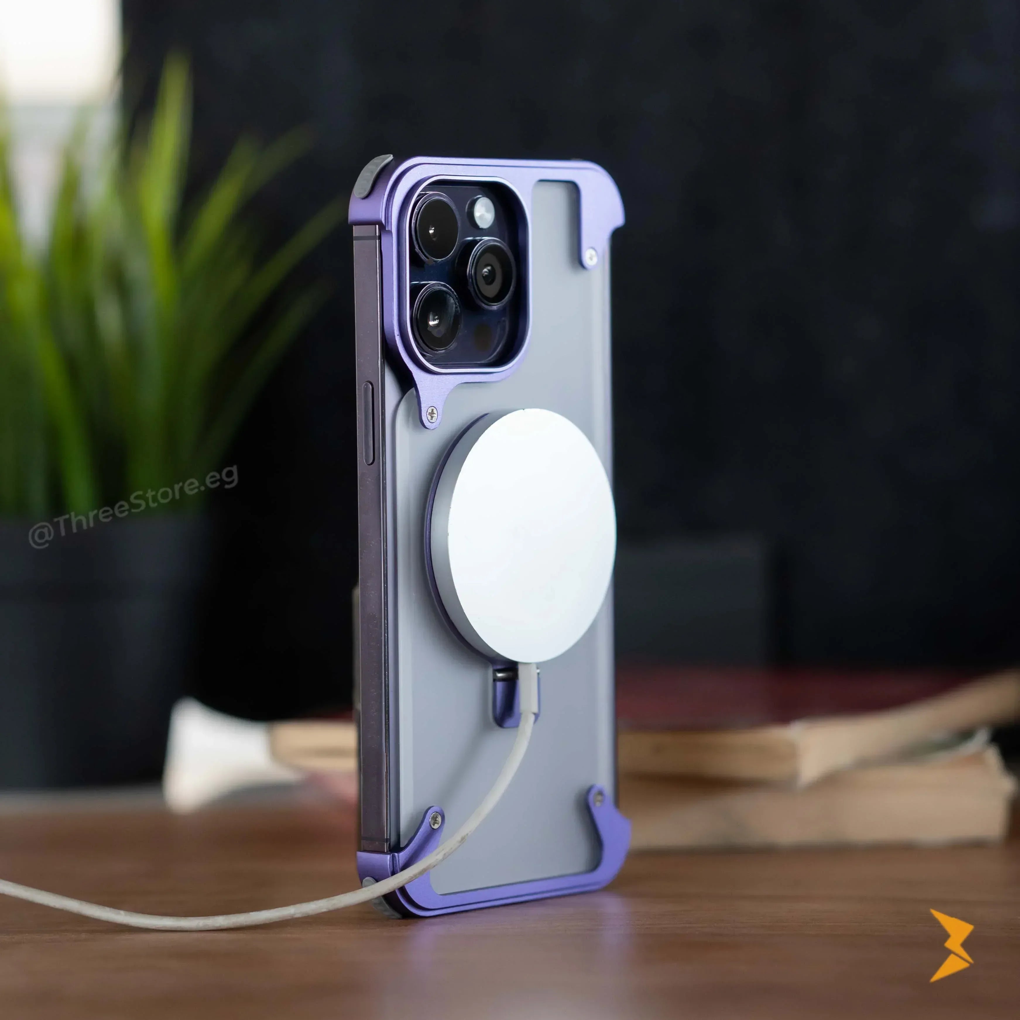 Rimless Metal Magnetic Stand Case iPhone 14 Pro Max - Three
