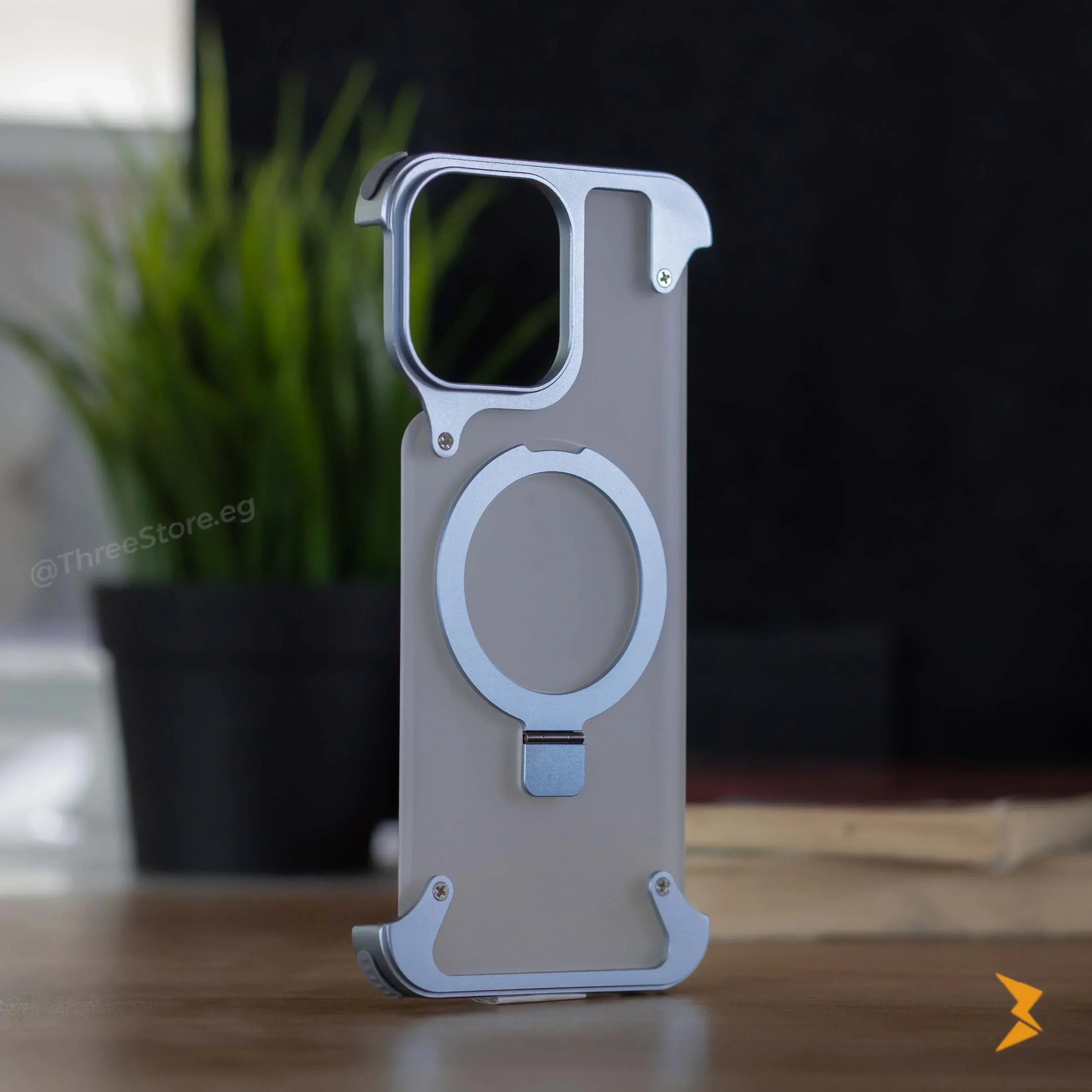 Rimless Metal Magnetic Stand Case iPhone 14 Pro Max - Three