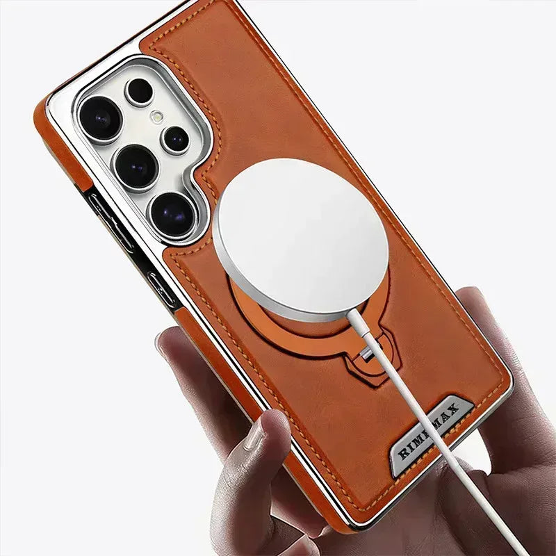 Royal Leather MagSafe Stand Case Samsung S25 Ultra - Three