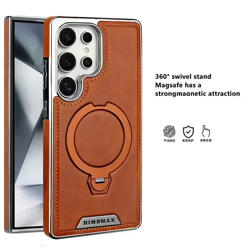 Royal Leather MagSafe Stand Case Samsung S25 Ultra - Three