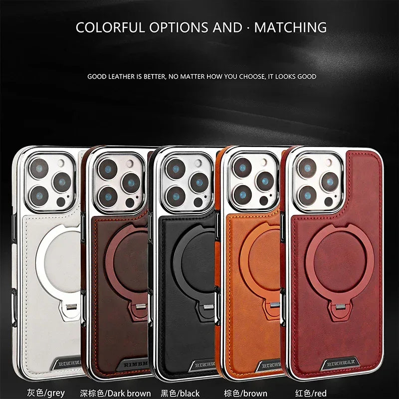 Royal Leather MagSafe Stand Case iPhone 16 Pro Max - Three