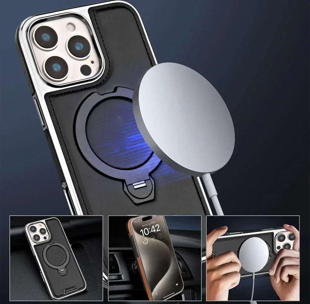 Royal Leather MagSafe Stand Case iPhone 16 Pro Max - Three