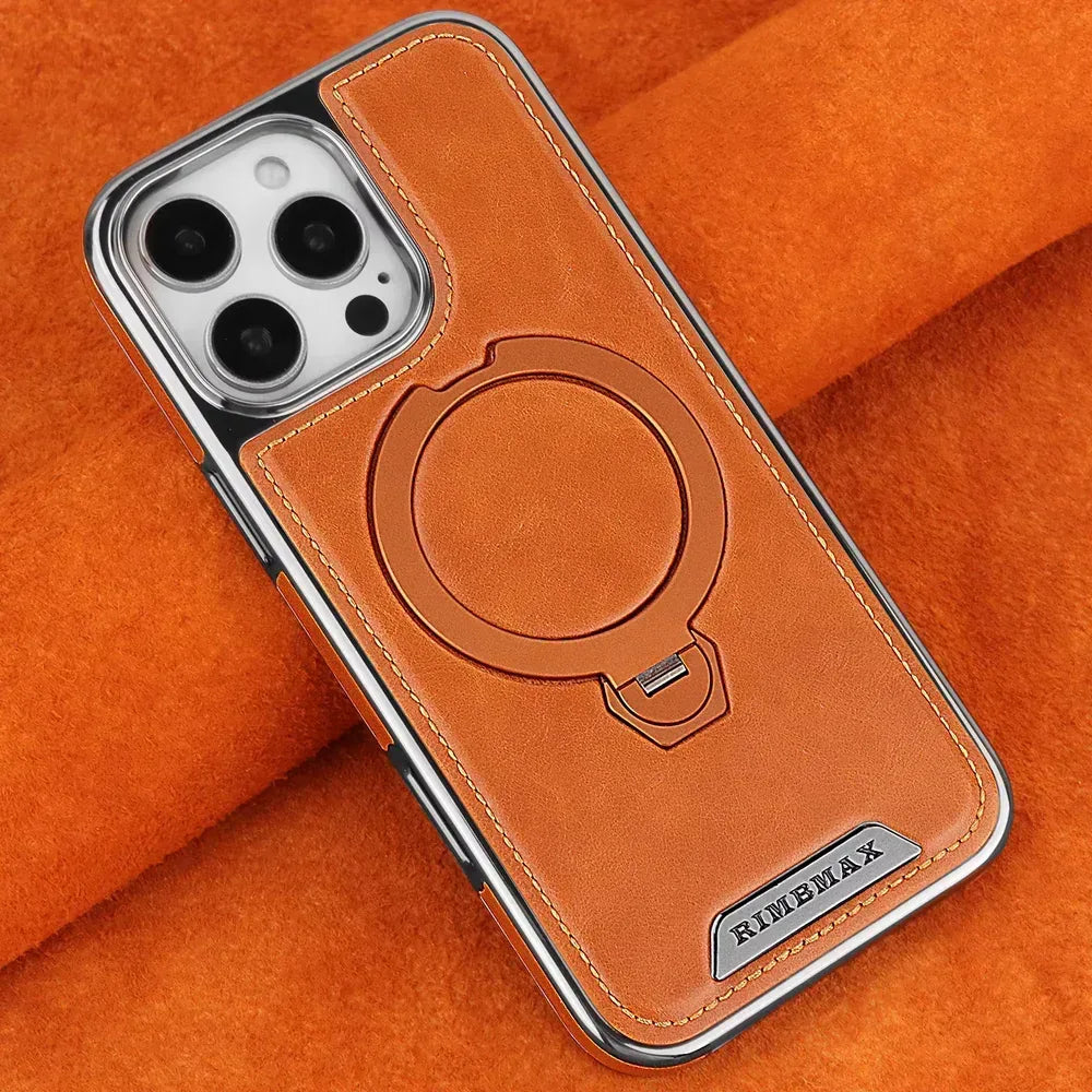 Royal Leather MagSafe Stand Case iPhone 16 Pro Max - Three