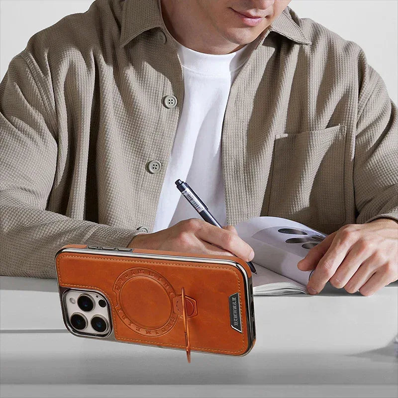 Royal Leather MagSafe Stand Case iPhone 16 Pro Max - Three