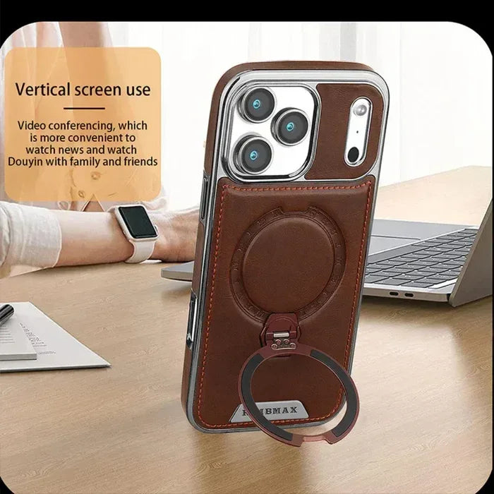 Royal Leather MagSafe Stand Case iPhone 17 Pro Max - Three