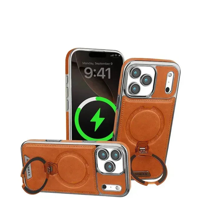 Royal Leather MagSafe Stand Case iPhone 17 Pro Max - Three