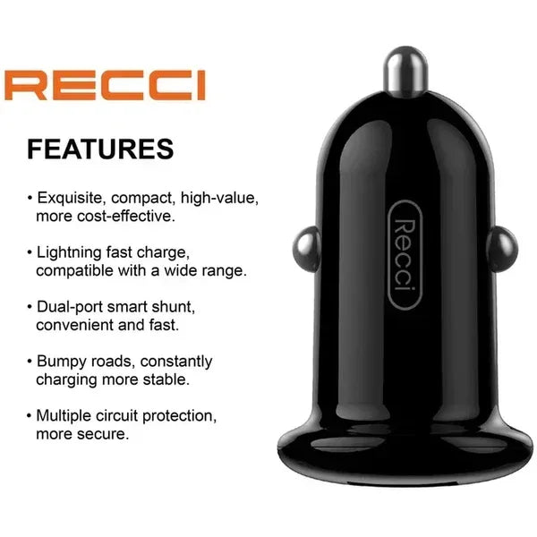 Recci Mini Car Charger PD 20W RQ06 - Three
