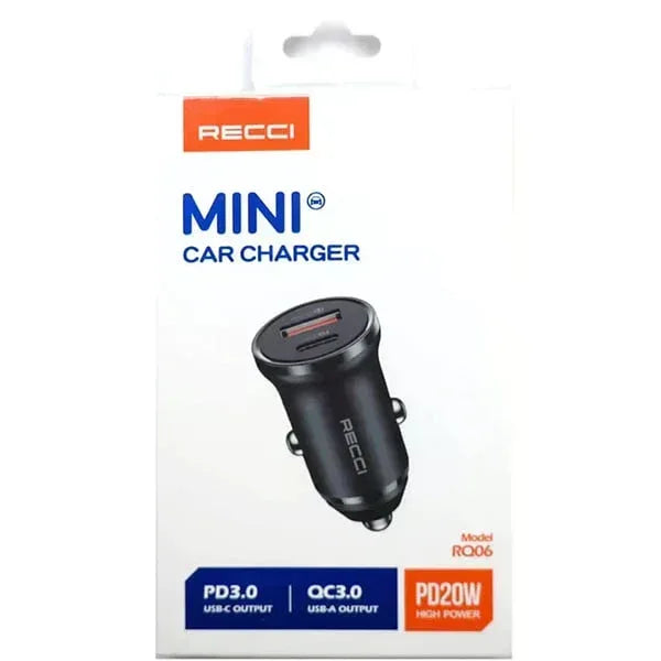 Recci Mini Car Charger PD 20W RQ06 - Three