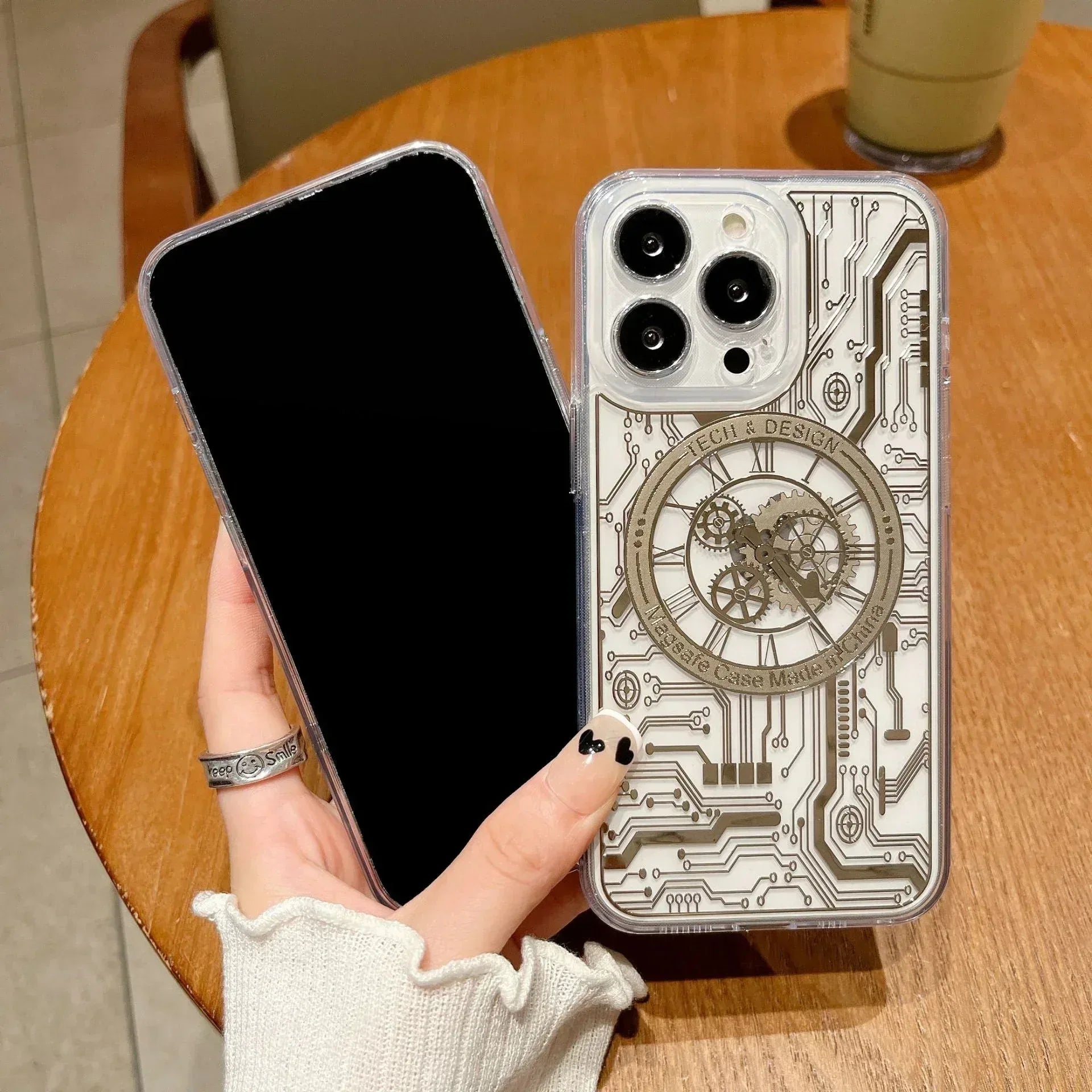 Transparent Mechanical Watch Case iPhone 14 Pro - Three