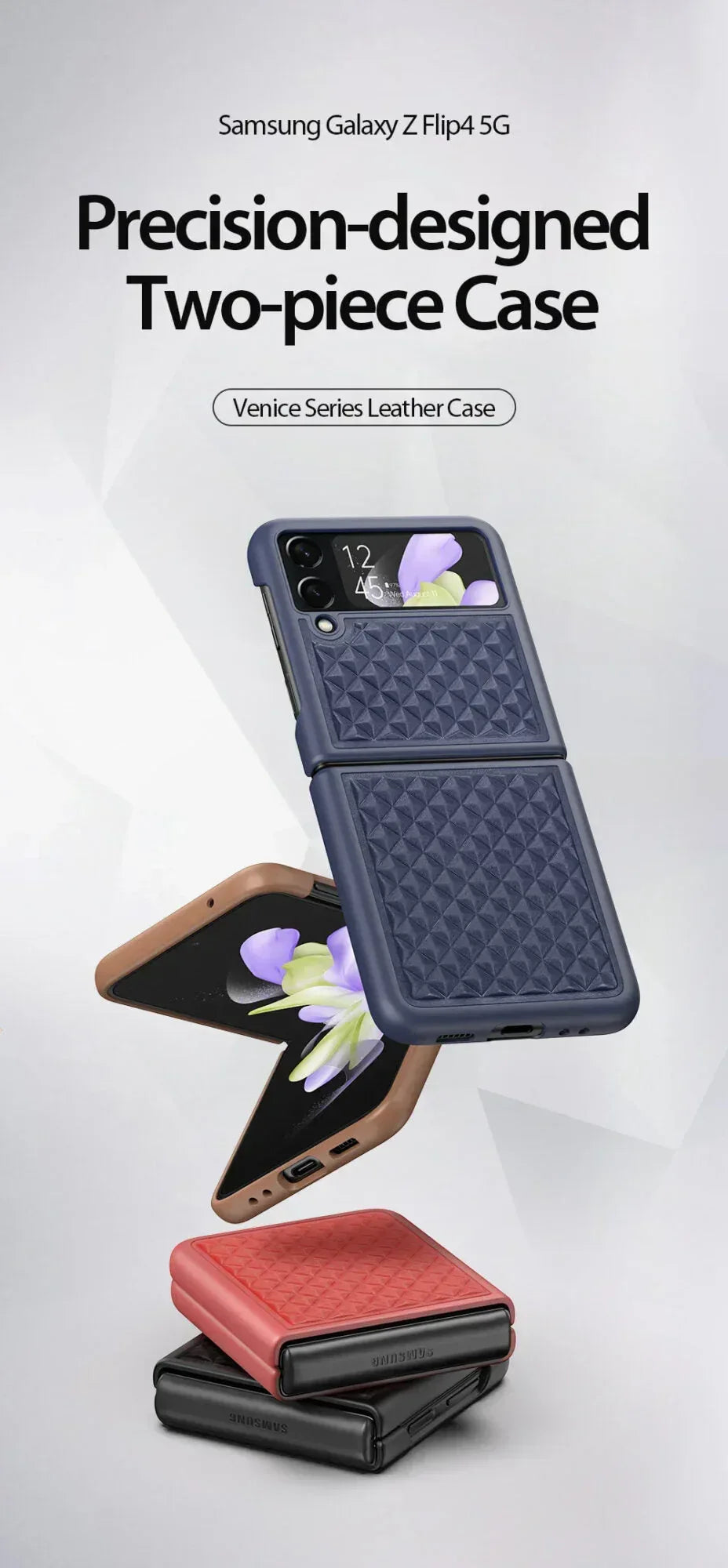 Dux Venice Series Leather Case for Samsung Z Flip 4 - Three