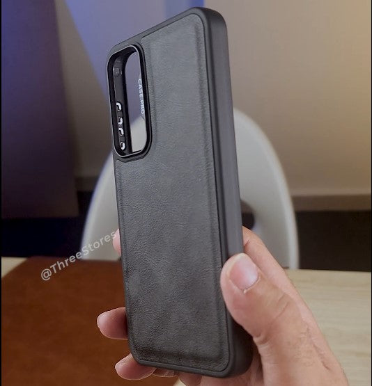 Black Leather Case Samsung S23 Fe