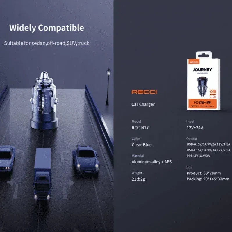Recci Journey Series PD Fast Charging Car Charger RCC-N17 - Three