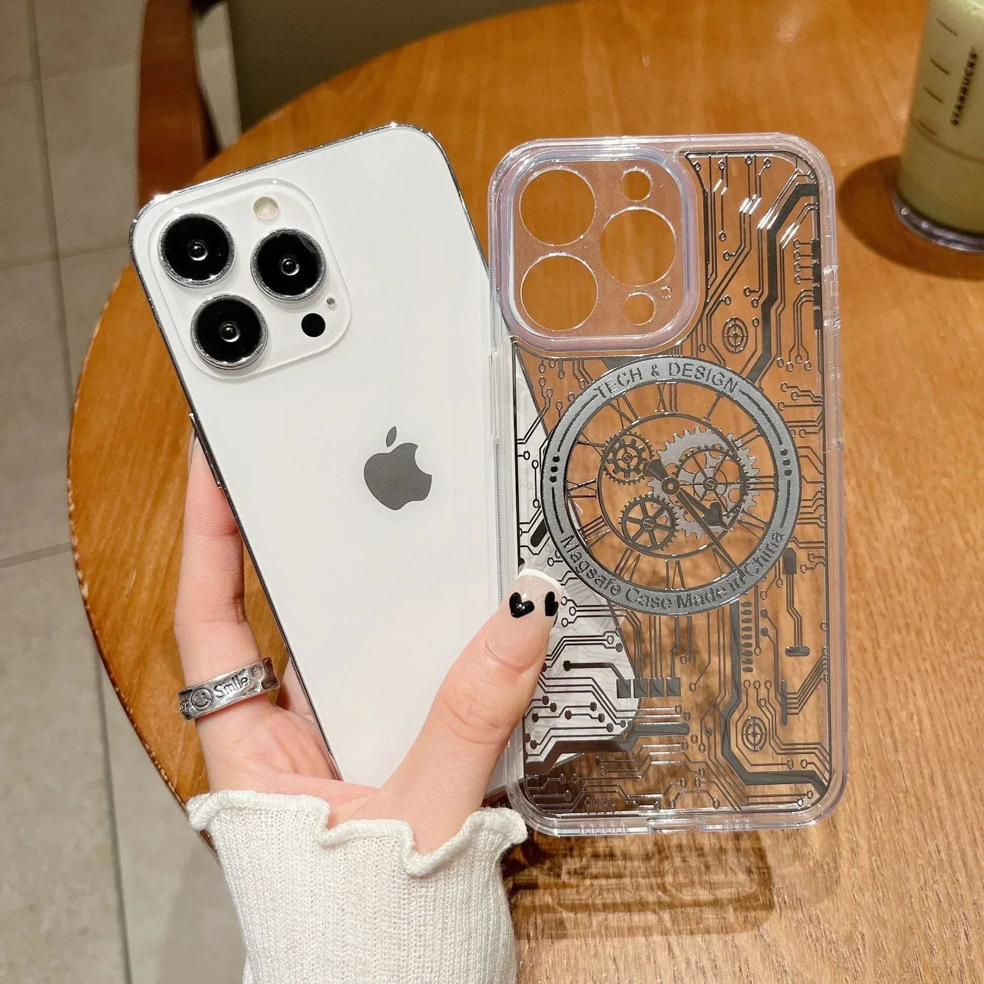 Transparent Mechanical Watch Case iPhone 14 Pro - Three
