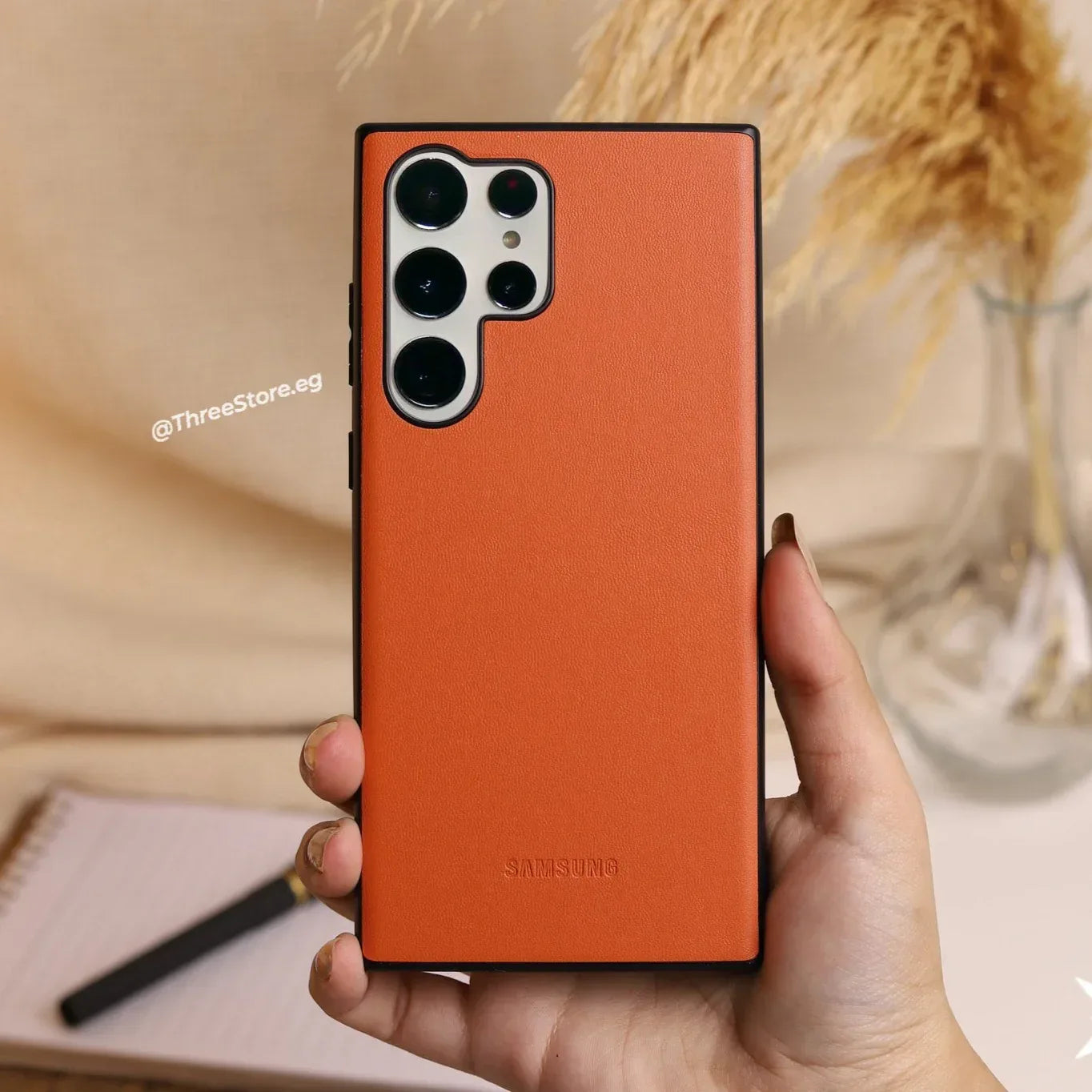 Slim Leather Camera Protection Case Samsung S22 Ultra - Three