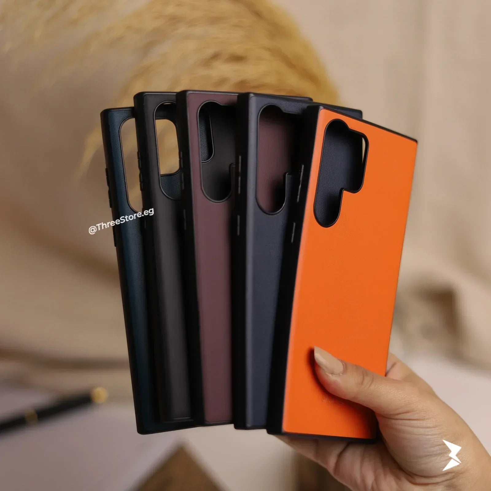 Slim Leather Camera Protection Case Samsung S22 Ultra - Three