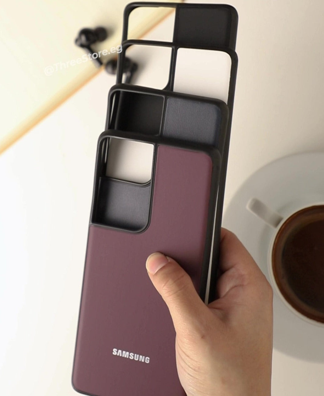 Slim Leather Camera Protection Case Samsung S21 Ultra