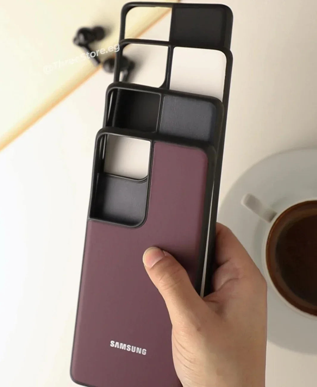 Slim Leather Camera Protection Case Samsung S21 Ultra - Three