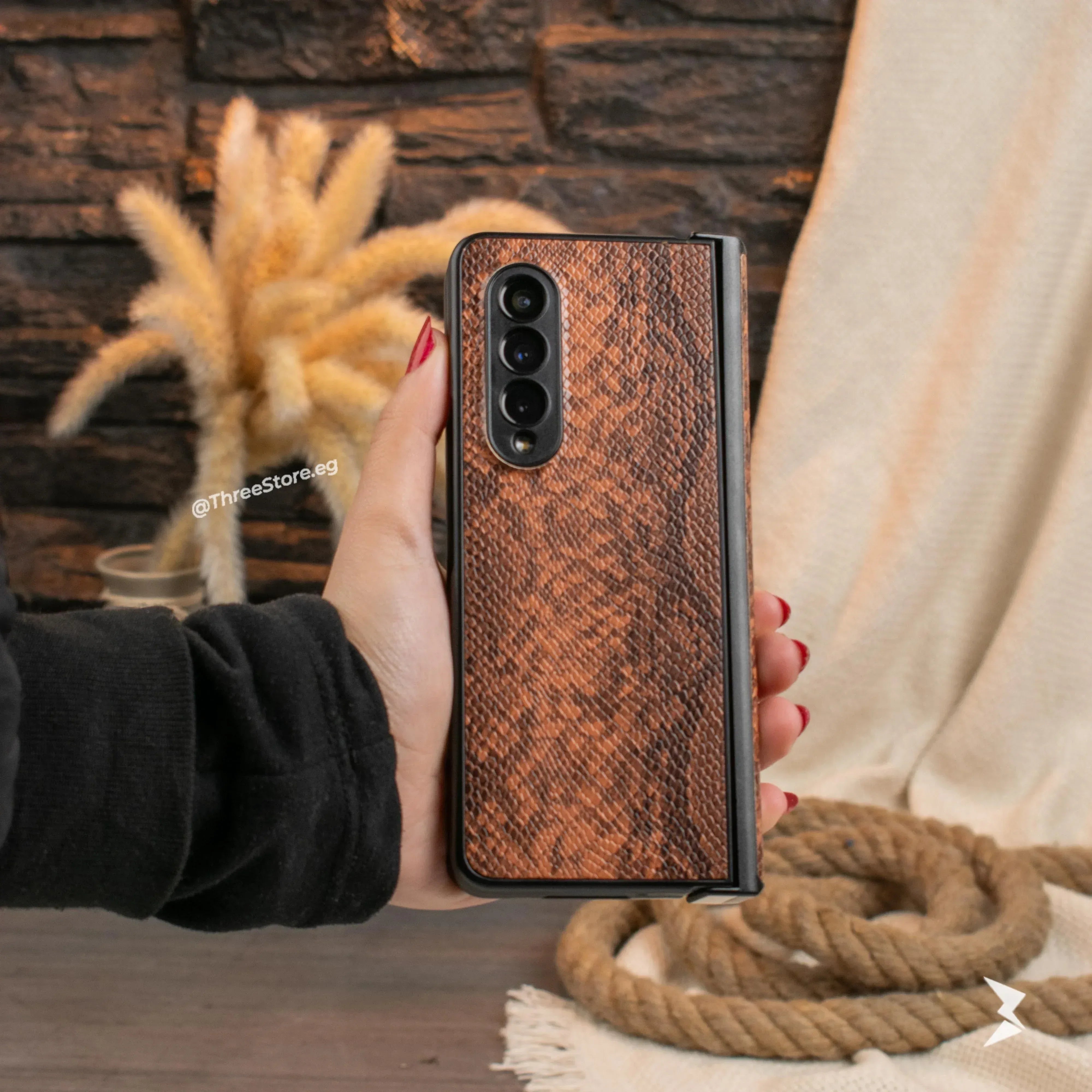 Snake Leather Case Samsung Z Fold 3 - Three
