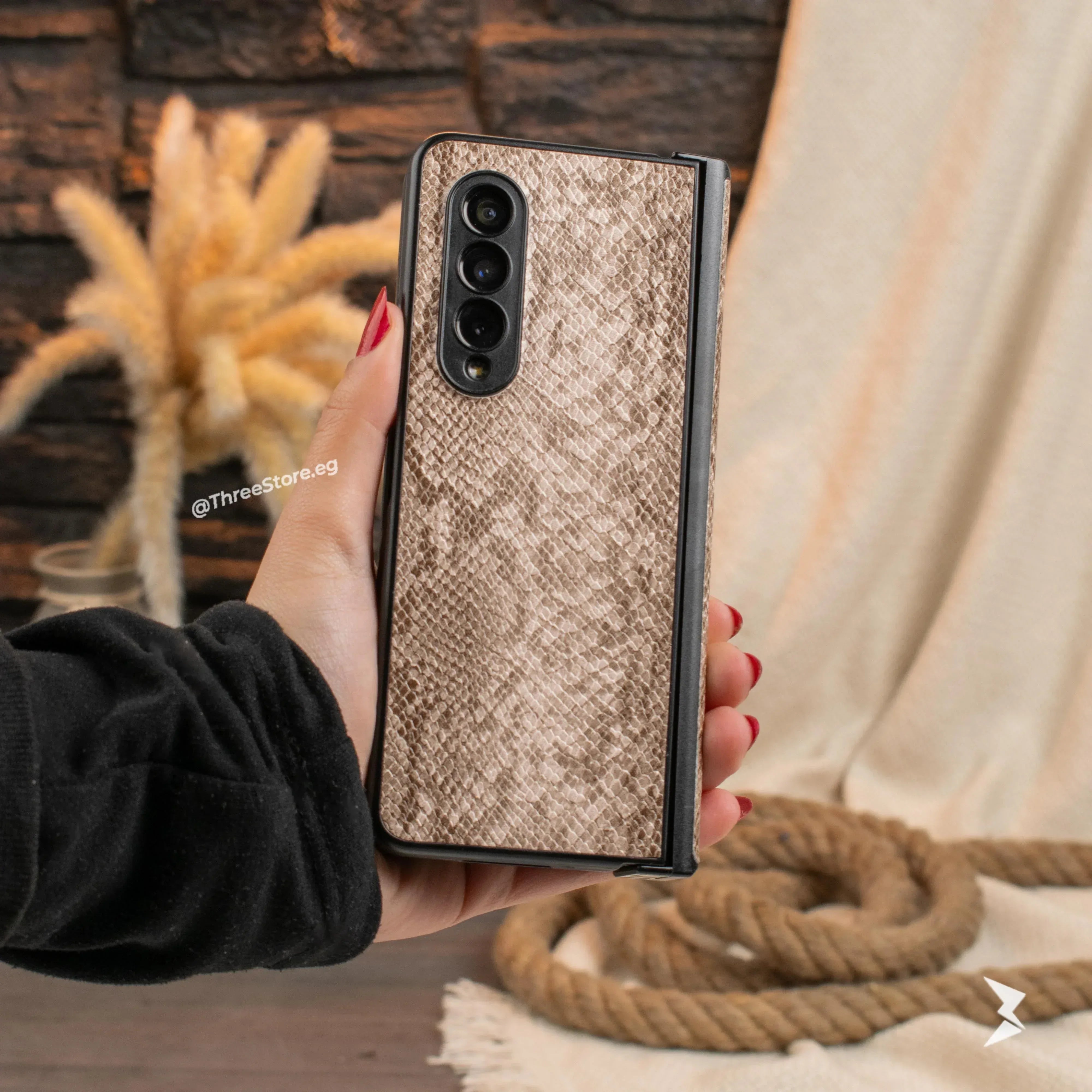 Snake Leather Case Samsung Z Fold 3 - Three