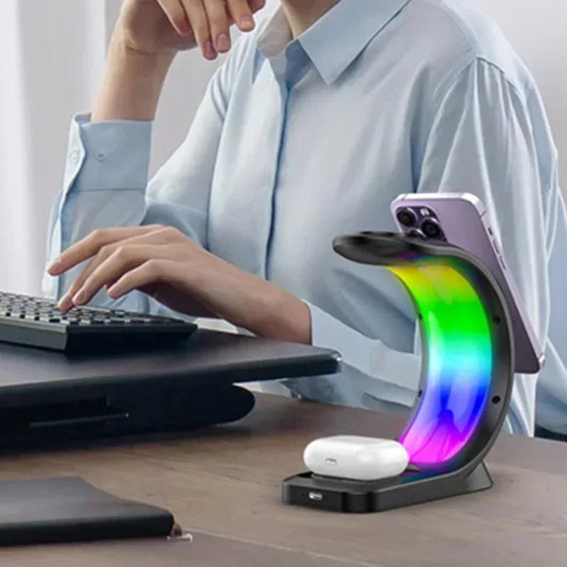 3 In 1 RGB Light Magnetic Wireless Charger T17 - Three