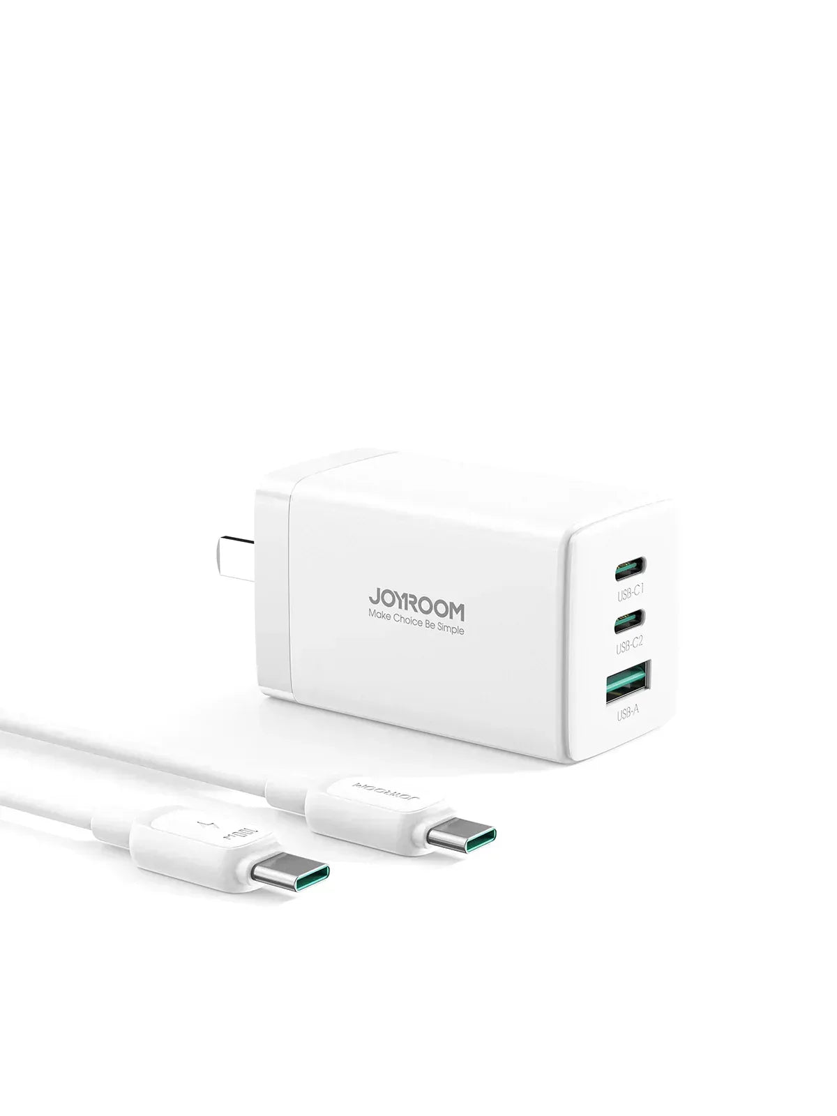 Joyroom Gan Ultra 65W Fast Charger 100W C to C Cable 1.2m JR-TCG01 - Three