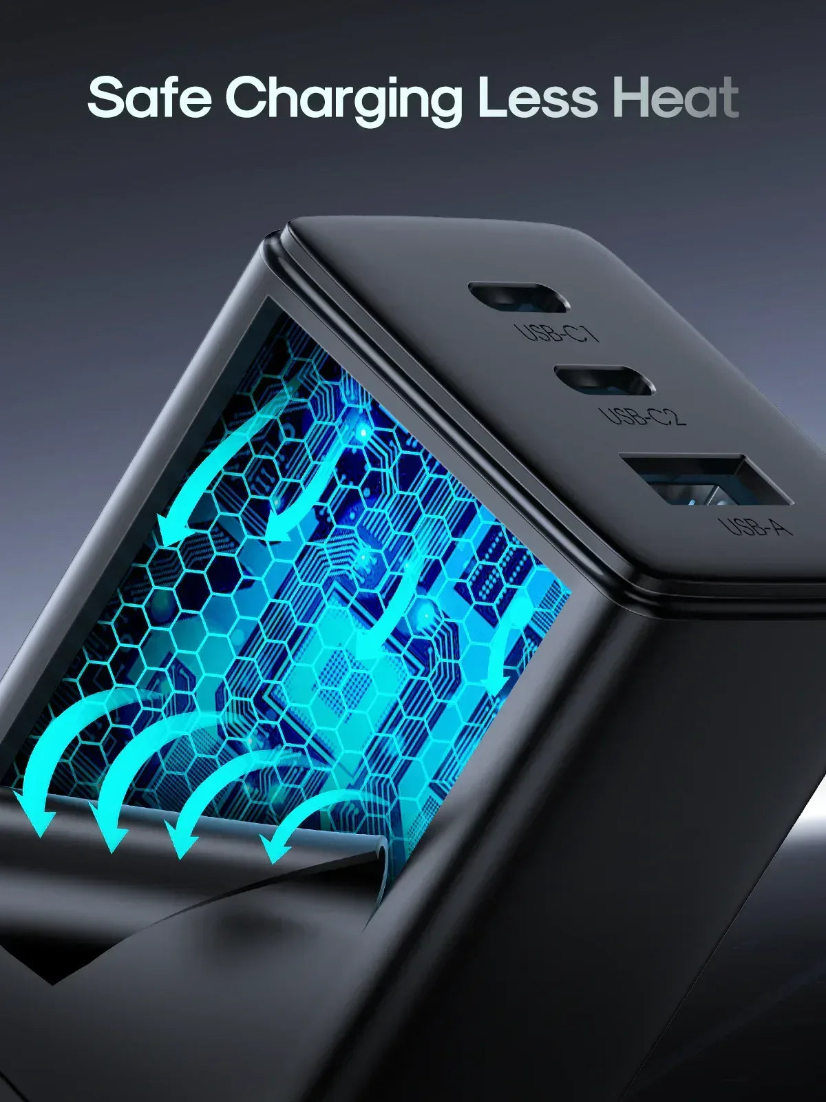 Joyroom Gan Ultra 65W Fast Charger 100W C to C Cable 1.2m JR-TCG01 - Three