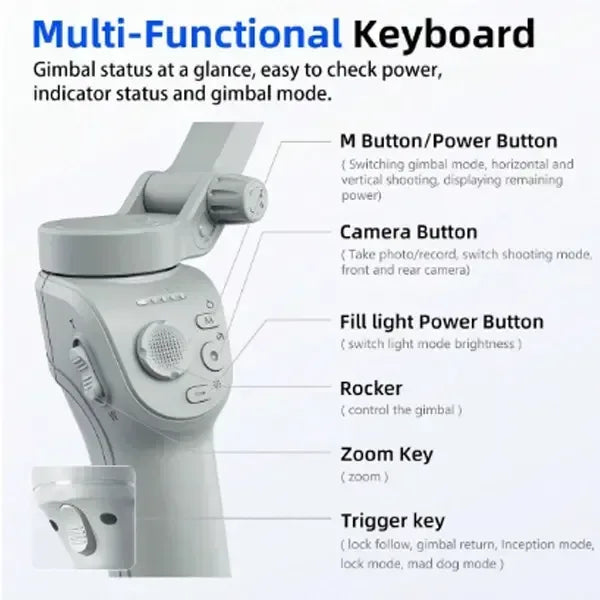 TOKQI Handheld 3-Axis Gimbal Phone Holder M01 - Three