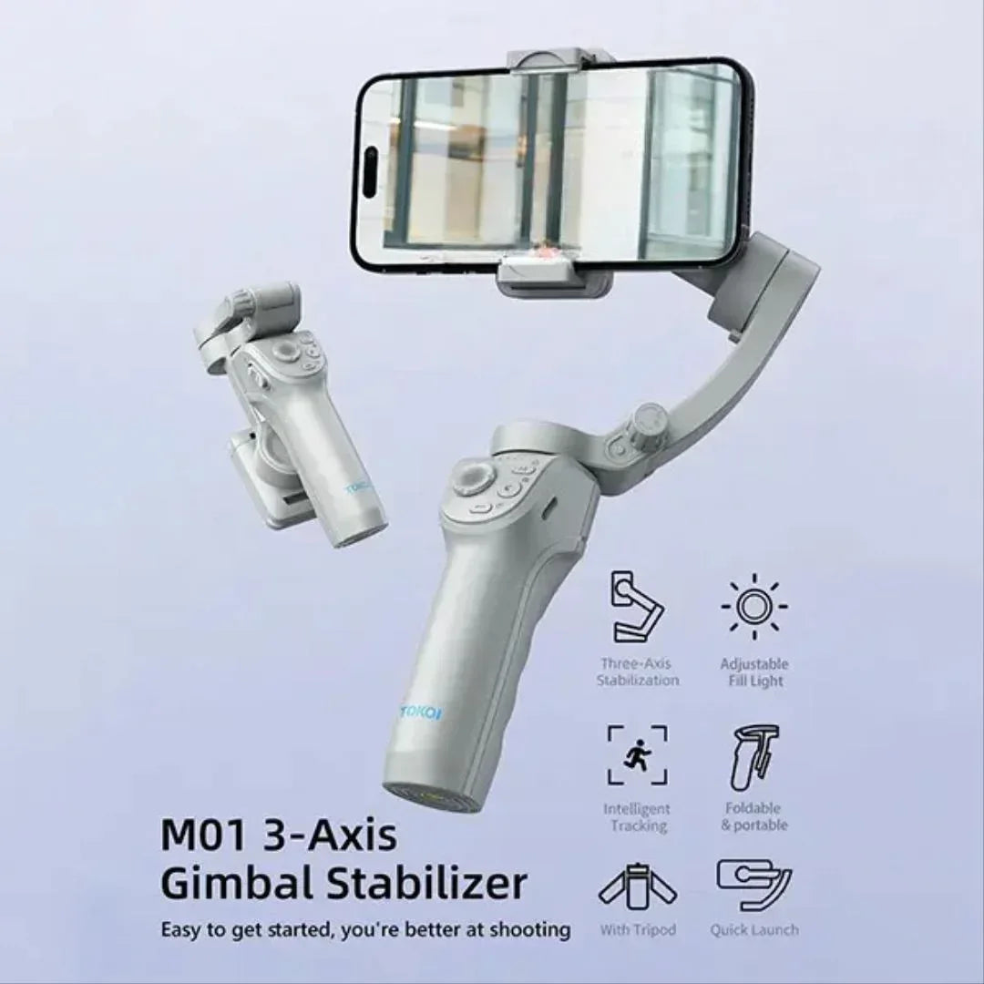 TOKQI Handheld 3-Axis Gimbal Phone Holder M01 - Three